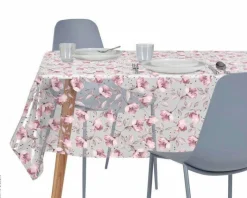 Abwaschbarer Tischbelag Fantasie Blüte transparent B: ca. 140 cm