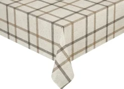 Abwaschbarer Tischbelag Karo beige B: ca. 140 cm