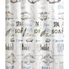 Acus Duschvorhang blau weiß braun Kunststoff B/L: ca. 180x200 cm