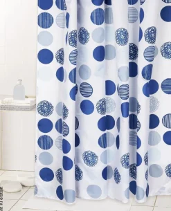 Acus Duschvorhang weiß blau Polyester-Mischgewebe B/L: ca. 180x200 cm