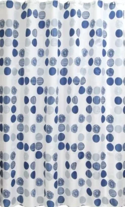 Acus Duschvorhang weiß blau Polyester-Mischgewebe B/L: ca. 180x200 cm