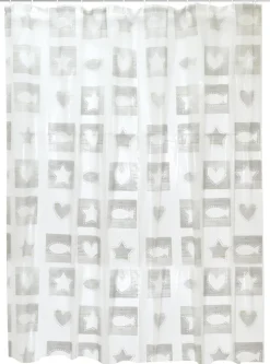 Acus Duschvorhang weiß grau Kunststoff B/L: ca. 180x200 cm