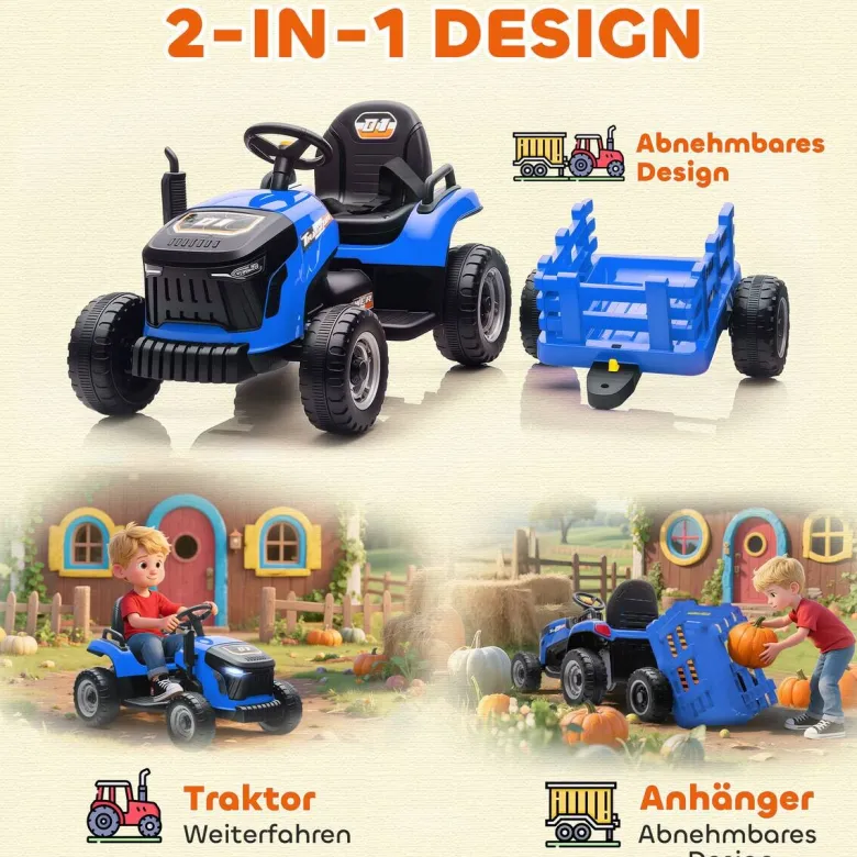 AIYAPLAY Elektrischer Traktor blau B/H/L: ca. 58x55x139 cm