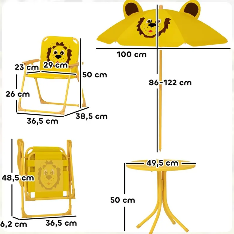 AIYAPLAY Garten-Kindersitzgruppe gelb Polyester B/H/L: ca. 49,5x50x49,5 cm