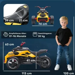 AIYAPLAY Kinder Elektroauto gelb B/H/L: ca. 74x63x113 cm