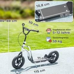 AIYAPLAY Kinderscooter weiß B/H/L: ca. 50x88x115 cm