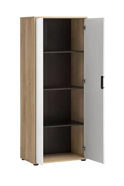 Aktenschrank Emmik weiß matt Eiche Eiche weiß Nachbildung B/H/T: ca. 65,1x163,6x41 cm