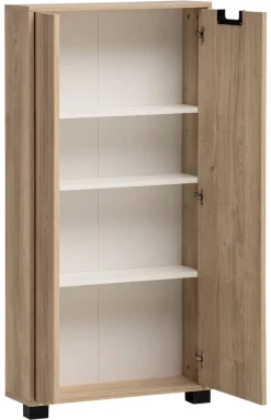Aktenschrank Emmik weiß matt Eiche Eiche weiß Nachbildung B/H/T: ca. 59,8x124x19,55 cm