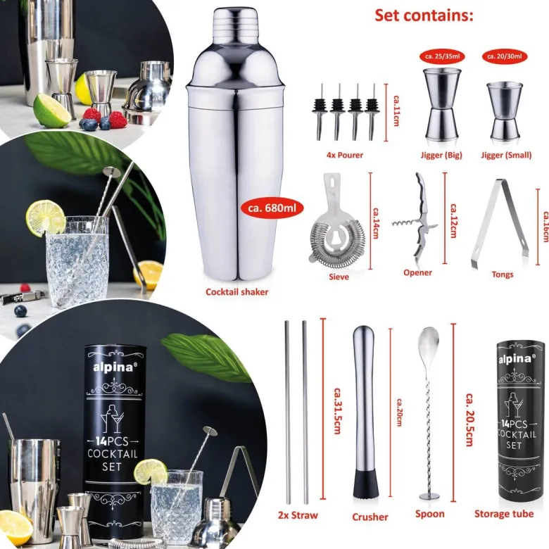 alpina Cocktailset silber Edelstahl