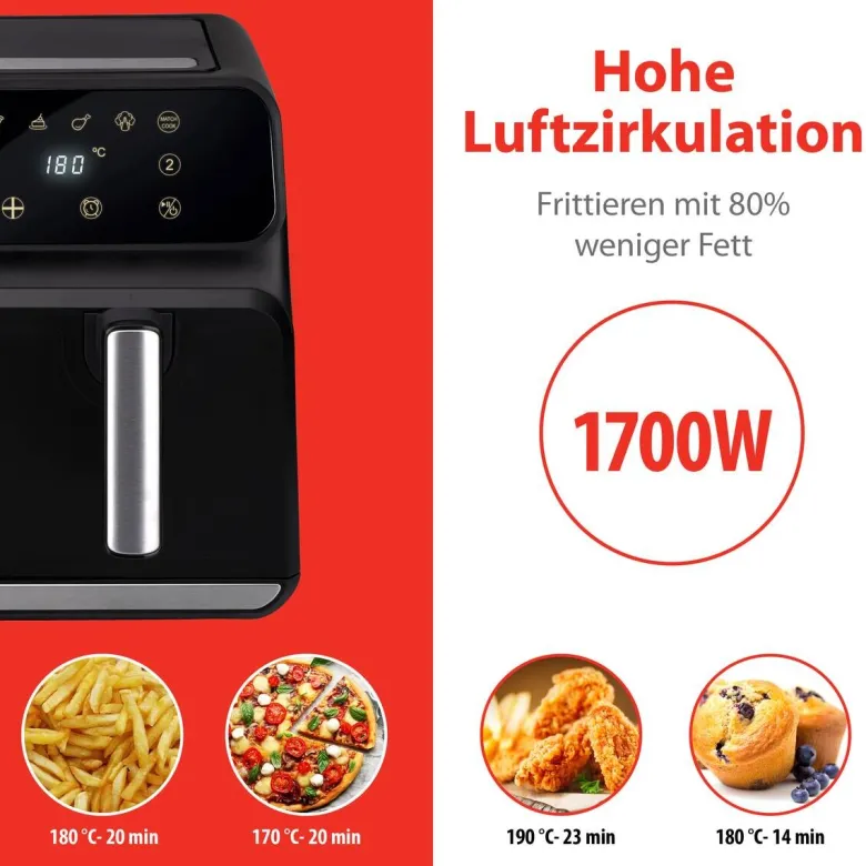 alpina Heißluftfritteuse 871125224012 schwarz Kunststoff B/H/L: ca. 38x36x32 cm ca. 8 l