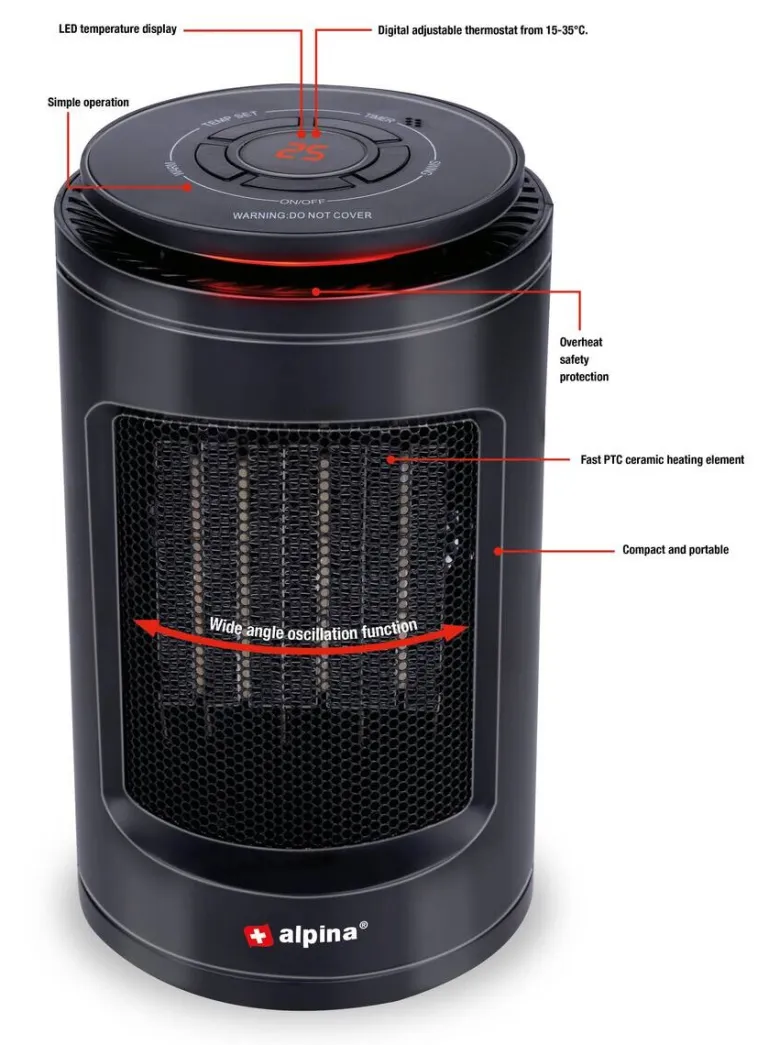alpina Heizlüfter HP-12AR H/D: ca. 23x13 cm ca. 1200 W