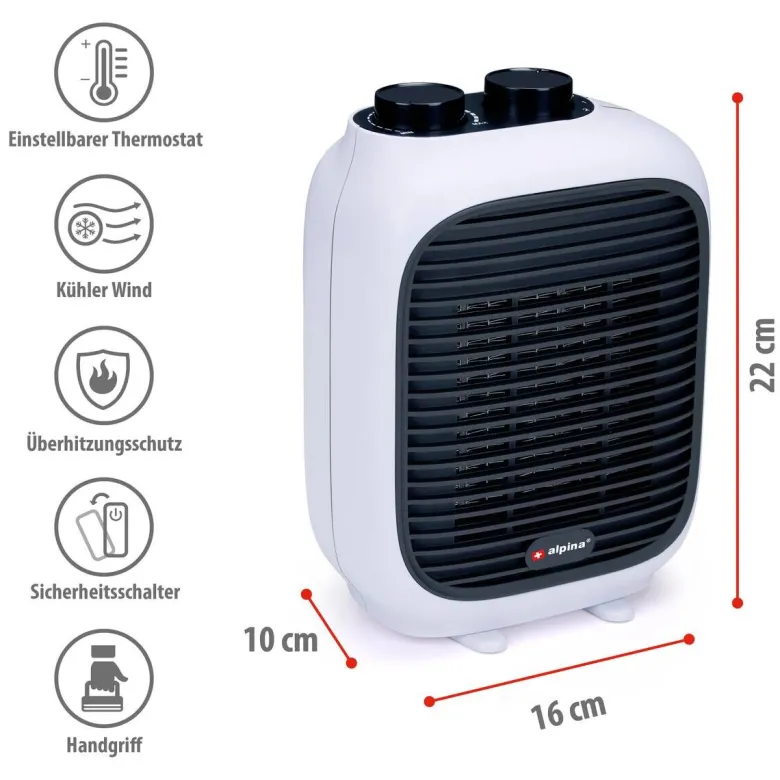 alpina Heizlüfter PTC-1601 B/H/T: ca. 16x22x11 cm ca. 1500 W