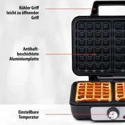 alpina Waffelautomat schwarz Alu B/H/L: ca. 24x10x24 cm