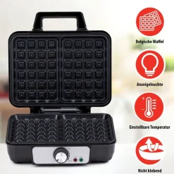 alpina Waffelautomat schwarz Alu B/H/L: ca. 24x10x24 cm
