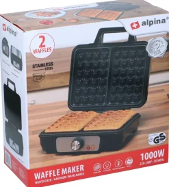 alpina Waffelautomat schwarz Alu B/H/L: ca. 24x10x24 cm