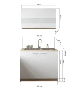 Anbauküchen-Set Merle grau B/H/T: ca. 100x200x60 cm