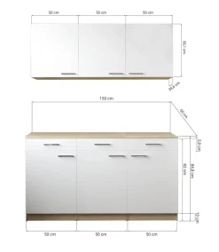 Anbauküchen-Set Merle grau B/H/T: ca. 150x200x60 cm