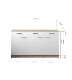 Anbauküchen-Set Merle schwarz B/H/T: ca. 150x85x60 cm