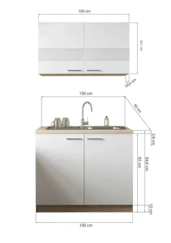 Anbauküchen-Set Merle schwarz B/H/T: ca. 100x200x60 cm