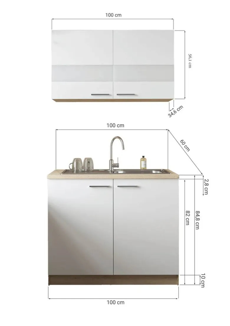 Anbauküchen-Set Merle schwarz B/H/T: ca. 100x200x60 cm