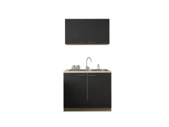 Anbauküchen-Set Merle schwarz B/H/T: ca. 100x200x60 cm