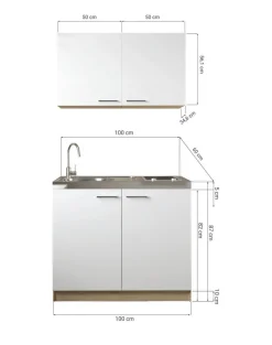 Anbauküchen-Set Merle schwarz B/H/T: ca. 100x200x60 cm