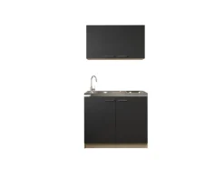 Anbauküchen-Set Merle schwarz B/H/T: ca. 100x200x60 cm