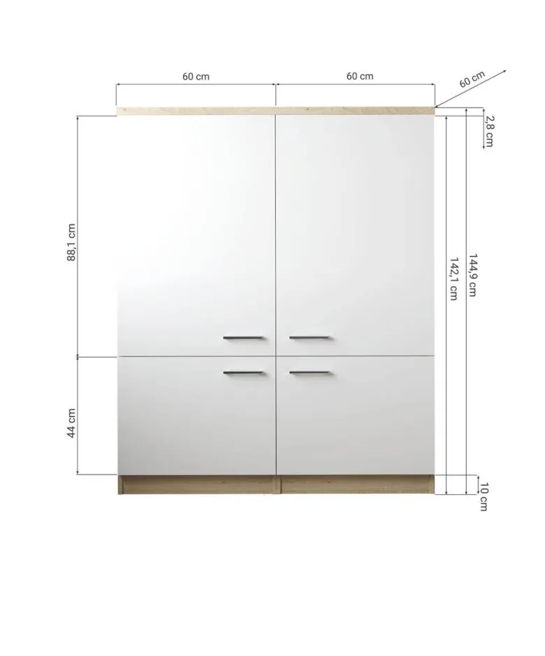 Anbauküchen-Set Merle weiß B/H/T: ca. 120x145x60 cm