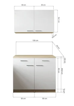 Anbauküchen-Set Merle weiß B/H/T: ca. 100x200x60 cm