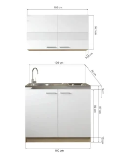 Anbauküchen-Set Merle weiß B/H/T: ca. 100x200x60 cm
