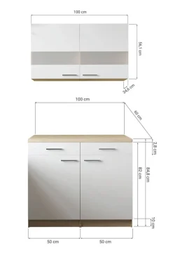 Anbauküchen-Set Merle weiß B/H/T: ca. 100x200x60 cm