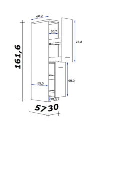 Apothekerschrank Elva anthrazit B/H/T: ca. 30x162x60 cm