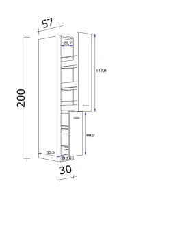 Apothekerschrank Wito weiß B/H/T: ca. 30x200x57 cm