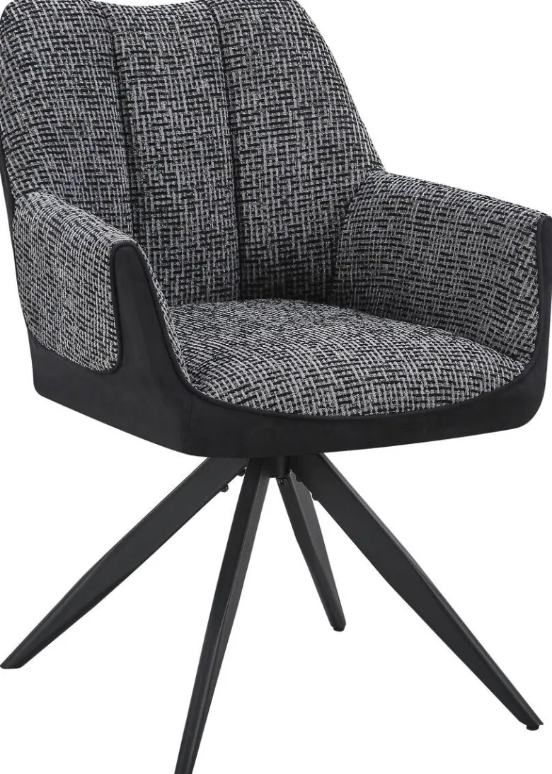Armlehnstuhl Caro grau schwarz Webstoff B/H/T: ca. 65x86x61 cm