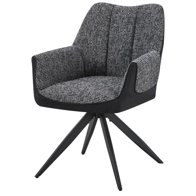 Armlehnstuhl Caro grau schwarz Webstoff B/H/T: ca. 65x86x61 cm