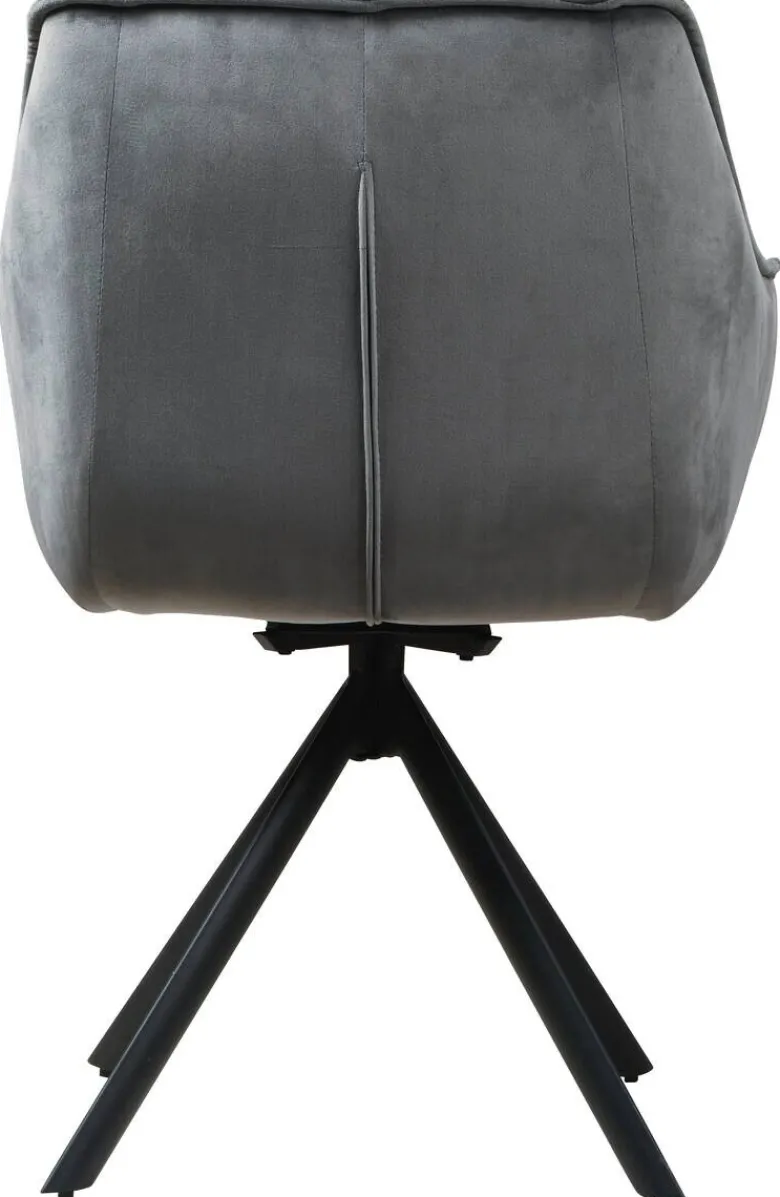 Armlehnstuhl Darwin dunkelgrau schwarz Samtoptik Metall B/H/T: ca. 61x95x60 cm