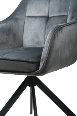 Armlehnstuhl Darwin dunkelgrau schwarz Samtoptik Metall B/H/T: ca. 61x95x60 cm