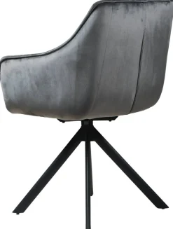 Armlehnstuhl Darwin dunkelgrau schwarz Samtoptik Metall B/H/T: ca. 61x95x60 cm