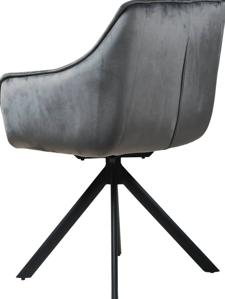 Armlehnstuhl Darwin dunkelgrau schwarz Samtoptik Metall B/H/T: ca. 61x95x60 cm