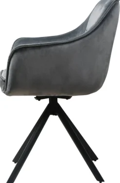 Armlehnstuhl Darwin dunkelgrau schwarz Samtoptik Metall B/H/T: ca. 61x95x60 cm