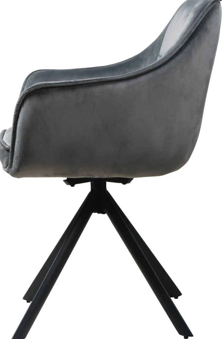 Armlehnstuhl Darwin dunkelgrau schwarz Samtoptik Metall B/H/T: ca. 61x95x60 cm