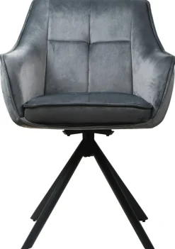 Armlehnstuhl Darwin dunkelgrau schwarz Samtoptik Metall B/H/T: ca. 61x95x60 cm