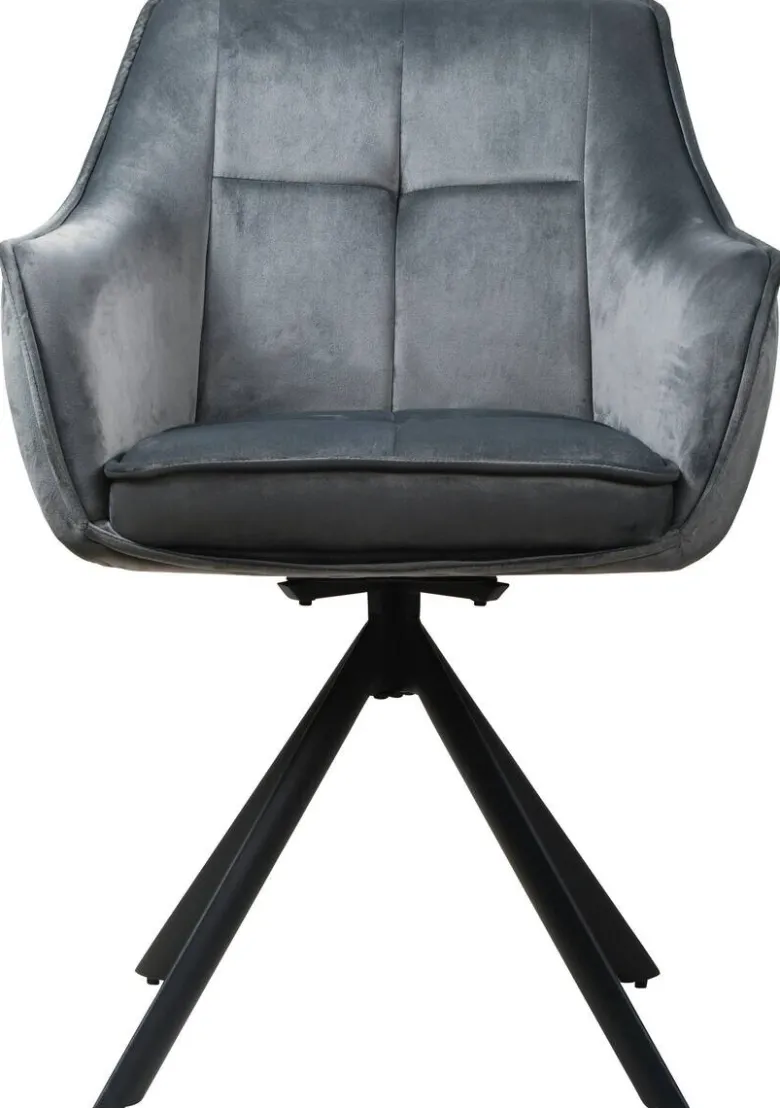 Armlehnstuhl Darwin dunkelgrau schwarz Samtoptik Metall B/H/T: ca. 61x95x60 cm