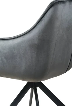Armlehnstuhl Darwin dunkelgrau schwarz Samtoptik Metall B/H/T: ca. 61x95x60 cm