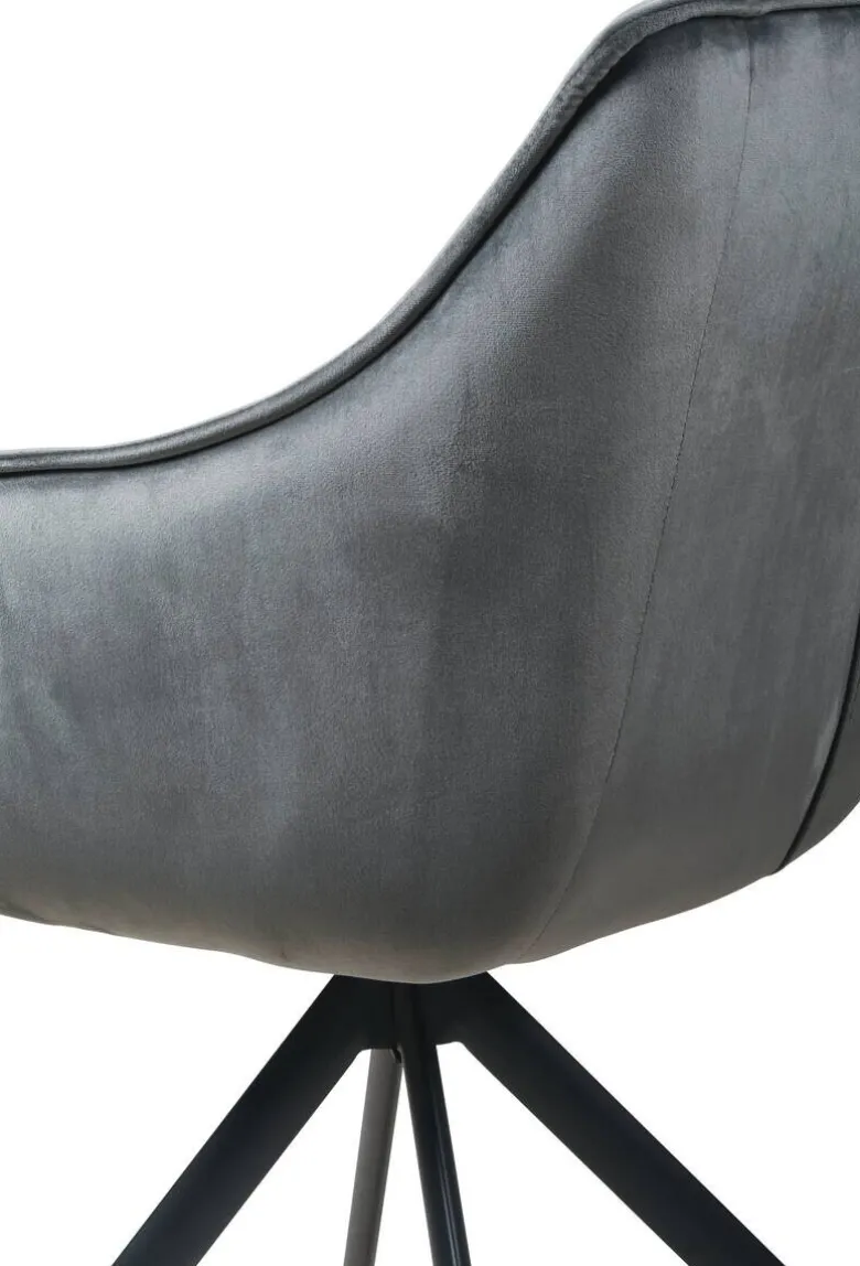 Armlehnstuhl Darwin dunkelgrau schwarz Samtoptik Metall B/H/T: ca. 61x95x60 cm
