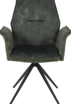 Armlehnstuhl 4er Set SUSANNE grün Vintage schwarz Webstoff Metall Microfaser B/H/T: ca. 65x92x64 cm