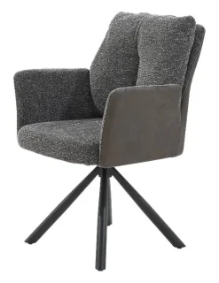 Armlehnstuhl grau Webstoff Microfaser B/H/T: ca. 60x88x66 cm