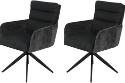 Armlehnstuhl Leandra, 2er-Set anthrazit Microfaser Webstoff B/H/T: ca. 63x92x69 cm
