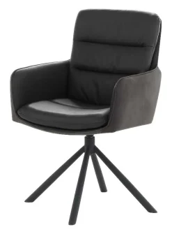 Armlehnstuhl schwarz anthrazit Leder Webstoff B/H/T: ca. 58x89x65 cm