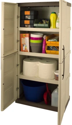 ArtPlast Kunststoffschrank Steel hoch beige Kunststoff B/H/T: ca. 70x165x39,5 cm